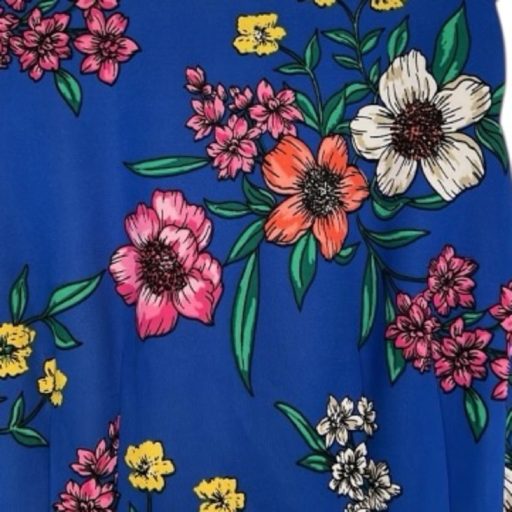 Vince Camuto Blue Floral Fit & Flare Scalloped Hem Sleeveless Dress Size 4 NWT - Picture 6 of 9